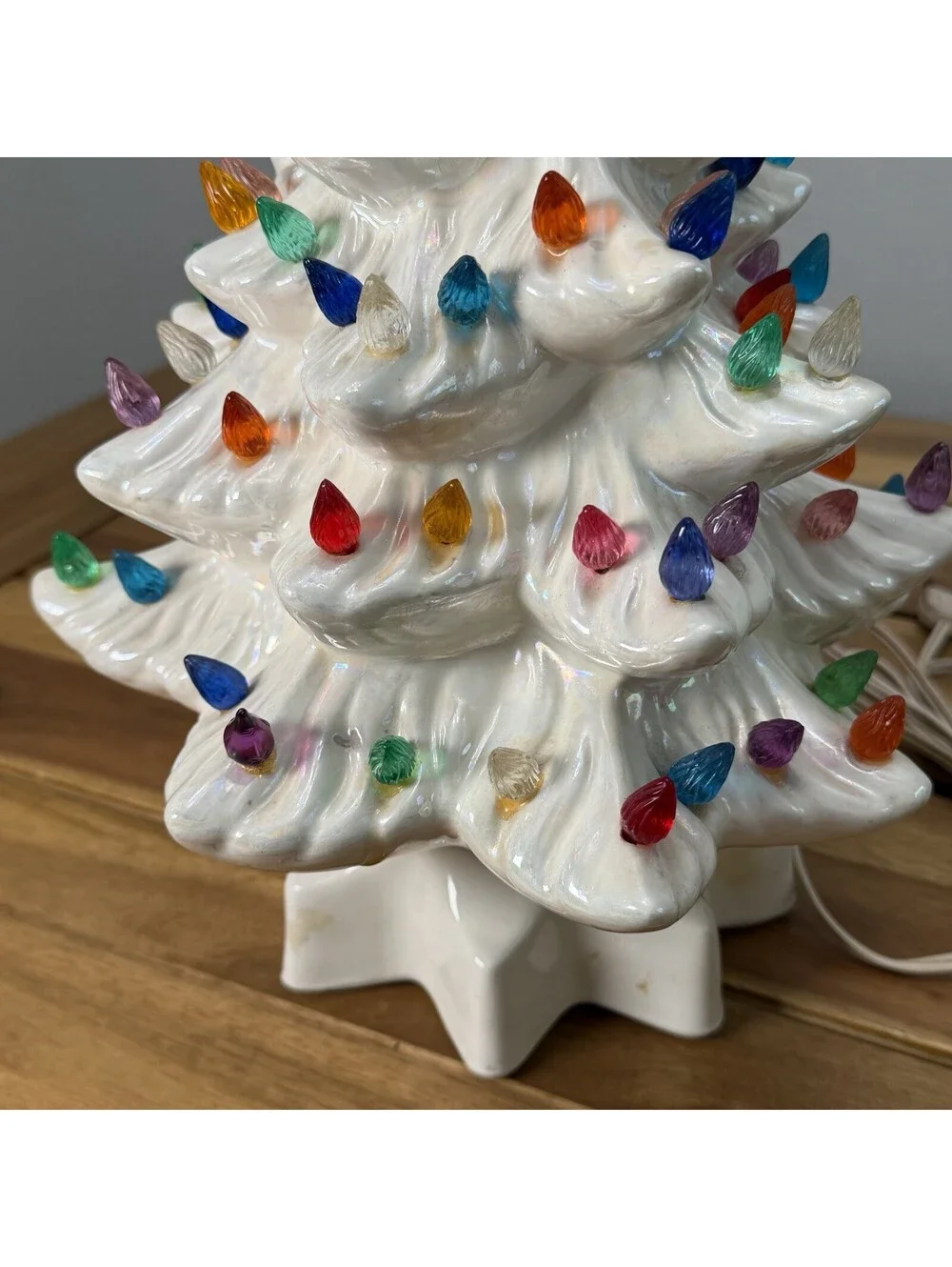 VTG White Iridescent Ceramic Christmas Tree 13